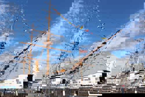 Photo of historic sailing ship at Chatham Dockyard