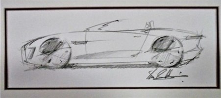 Edited Rare Print Of Drawing Of F Type Jag By Designer Ian Callum & Signed By Him (1)