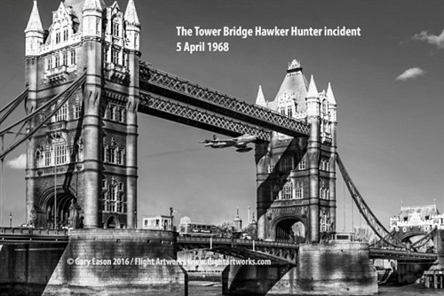 Tower Bridge Hawker Hunter Gary Eason BW Version Sm